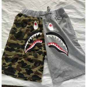 A Bathing Ape BAPE Shark Camo‎ Sweat Shorts XXL Gray Green
